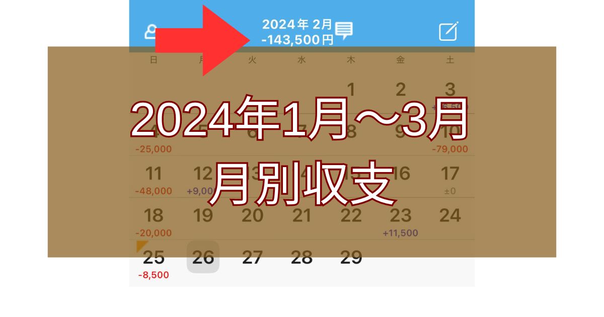 月別収支　2024年1月〜3月